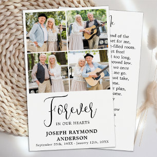 Memorial 4 Photo Collage Funeral Prayer Cards