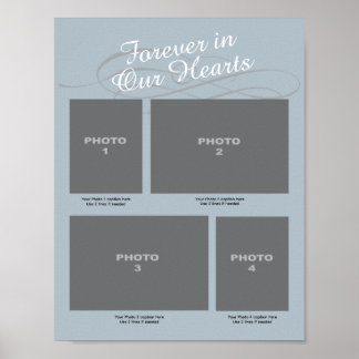 Memorial 4 Photo Page Blue Forever in our Hearts Poster