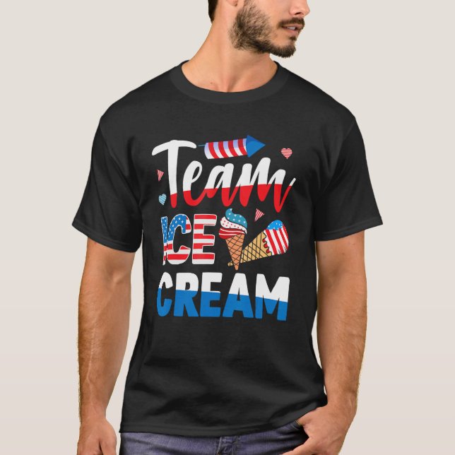 Memorial 4th Day of July Holiday Patriotic Ice Cre T-Shirt (Front)
