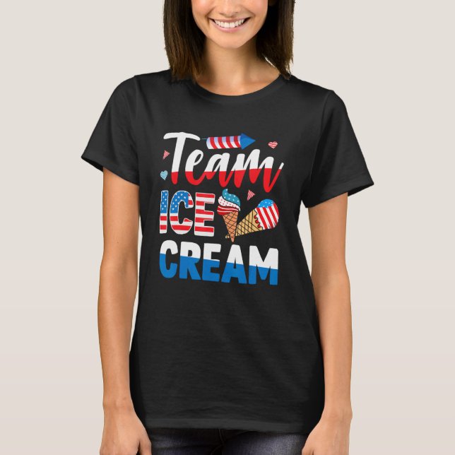 Memorial 4th Day of July Holiday Patriotic Ice Cre T-Shirt (Front)