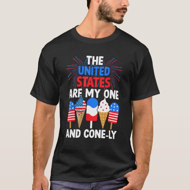 Memorial 4th Day of July Holiday Patriotic Ice Cre T-Shirt (Front)