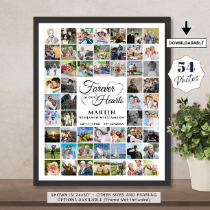 Memorial 54 Photo Collage FOREVER IN OUR HEARTS Poster