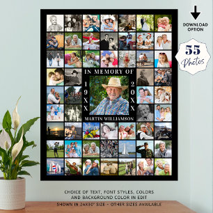 Memorial 55 Photo Collage In Memory Poster
