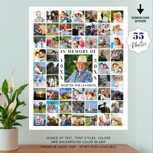 Memorial 55 Photo Collage In Memory Poster