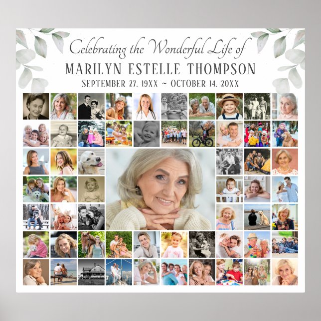 Memorial 59 Photo Collage Celebration of Life Poster (Front)