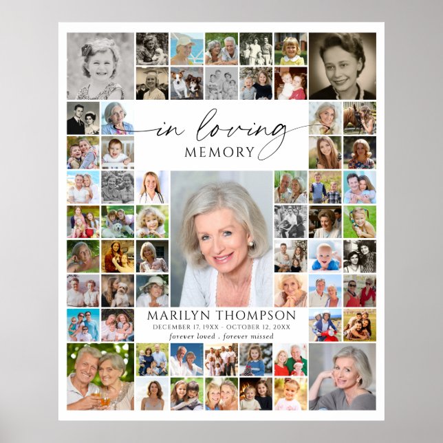 Memorial 61 Photo Collage In Loving Memory Poster (Front)