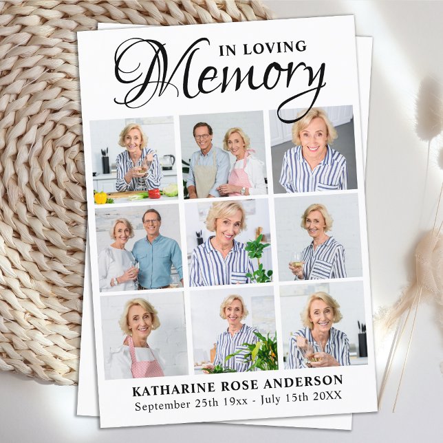 Memorial 9 Photo Collage Funeral Prayer Card (Creator Uploaded)