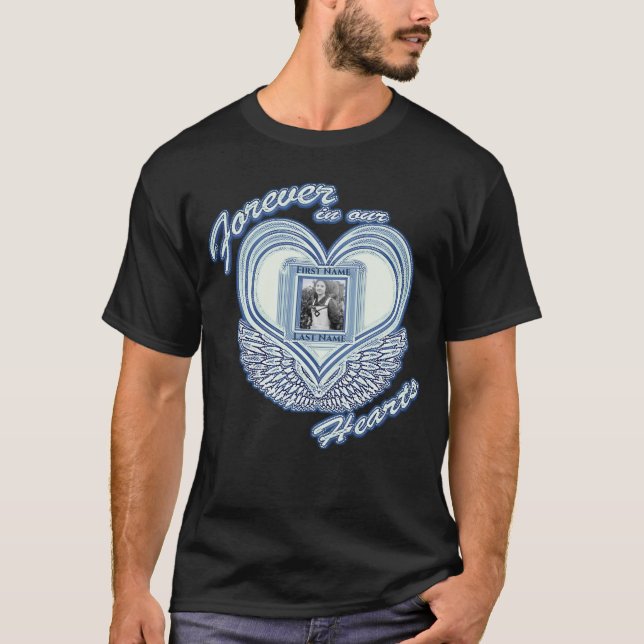 Memorial | Add Photo Heart Angel Wings T-Shirt (Front)