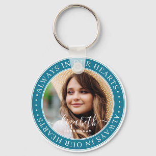 Memorial Always In Our Hearts Elegant Photo Key Ring