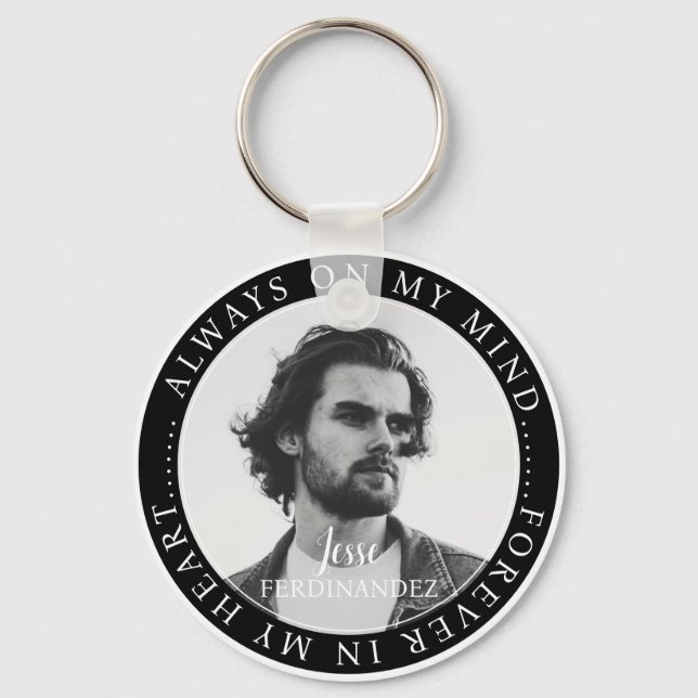 Memorial Always On My Mind Elegant Photo Key Ring (Front)