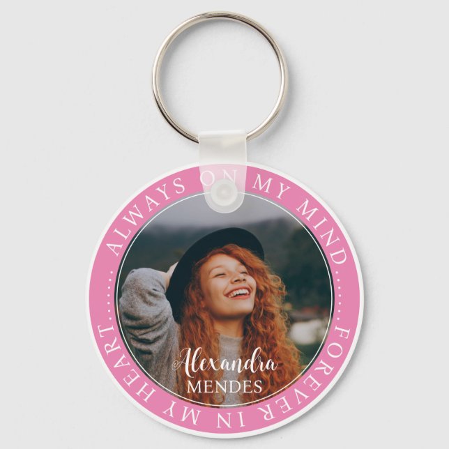 Memorial Always On My Mind Elegant Photo Key Ring (Front)