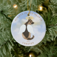 Memorial Angel Dogs Custom Photo Ceramic Ornament