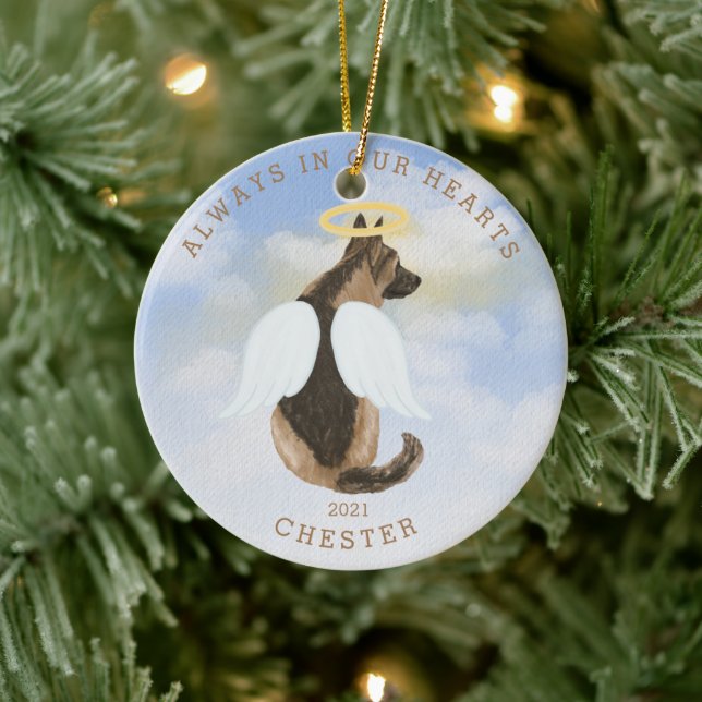 Memorial Angel Dogs Custom Photo Ceramic Ornament (Tree)