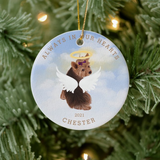 Memorial Angel Dogs Custom Photo Ceramic Tree Decoration (Tree)