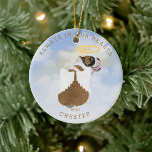 memorial angel dogs wings photo ceramic ornament