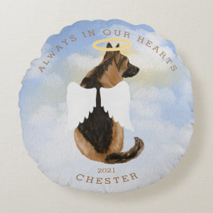 memorial angel dogs wings photo round pillow
