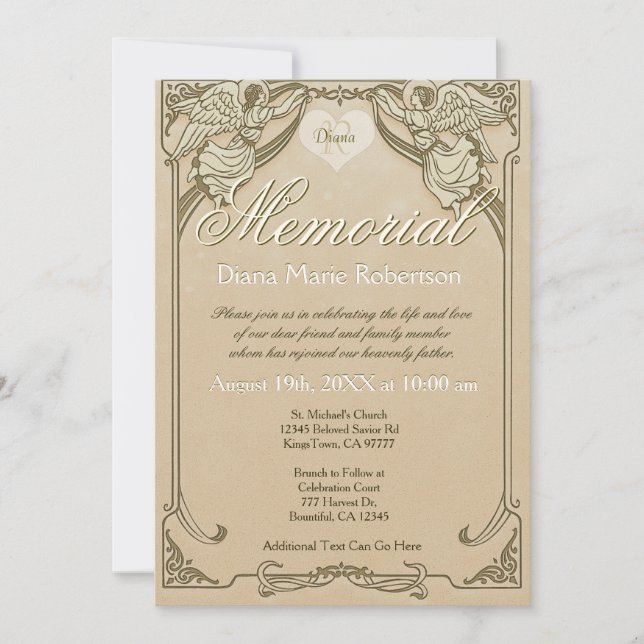 Memorial | Angel Monogram Invitation (Front)