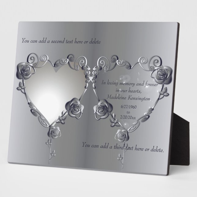 Memorial Anniversary Silvery Rose Heart Frame (Side)