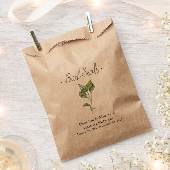 Memorial Basil Seed Funeral Favour Bags (Clipped)