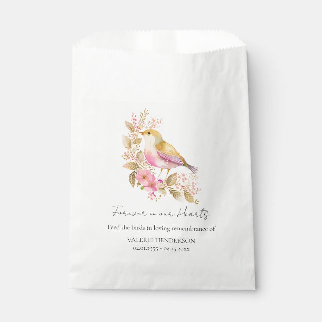 Memorial Bird Seeds Funeral Keepsake Favour Bags (Front)