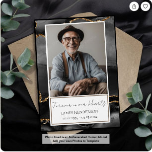Memorial Black and Gold Photo Keepsake Magnet