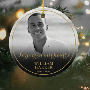 Memorial Black and White Photo Christmas Ceramic O Tree Decoration