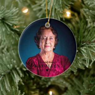 Memorial Black Full Photo Front Back Ceramic Tree Decoration