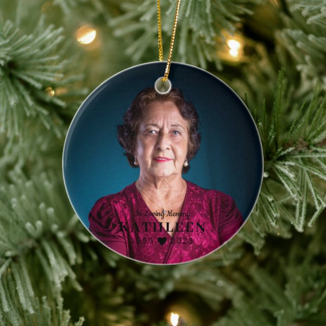 Memorial Black Full Photo Front Back Ceramic Tree Decoration (Tree)