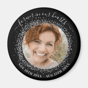 Memorial black silver photo love always  magnet