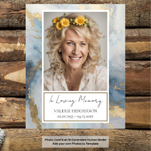 Memorial Blue and Gold Photo Funeral Welcome Poste Poster