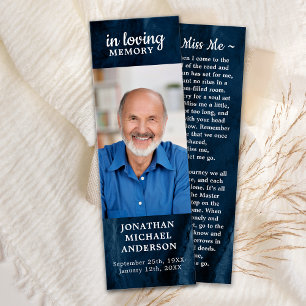 Memorial Blue Marble Photo Funeral Poem Bookmark