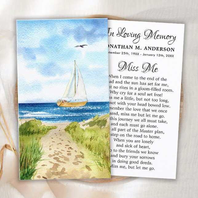 Memorial Boat Sympathy Funeral Prayer Card (Creator Uploaded)