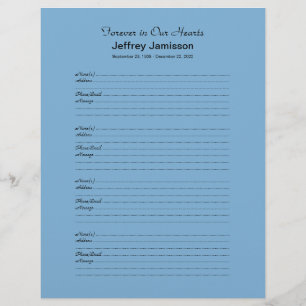 Memorial Book Filler Sign-In Page 4 Names per Page