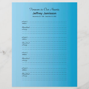 Memorial Book Filler Sign-In Page Blue Gradient