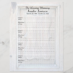 Memorial Book Filler Sign-In Page Old Wooden Door