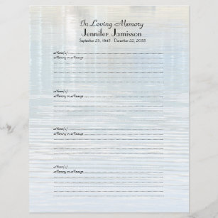 Memorial Book Sign-In Page Water Reflection Filler