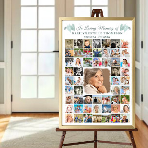 Memorial Botanical Heart Leaves 55 Photo Collage Poster