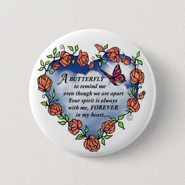 Memorial Butterfly Poem 6 Cm Round Badge (Front)