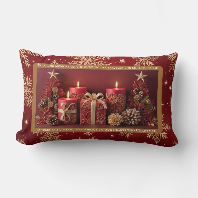 Memorial Candle Christmas Throw Pillow (Front)