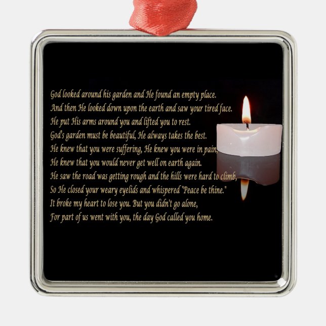 Memorial candle with verse square ornament (Front)