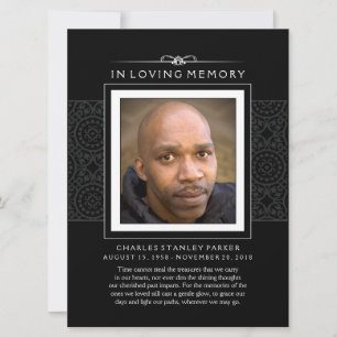 Memorial Card - Elegant Black - Poem of Life