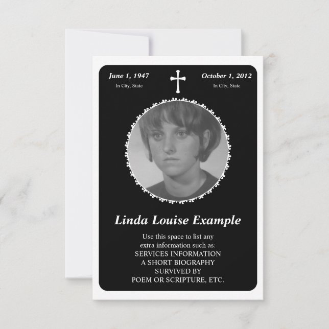 memorial card : elegant cross (Front)