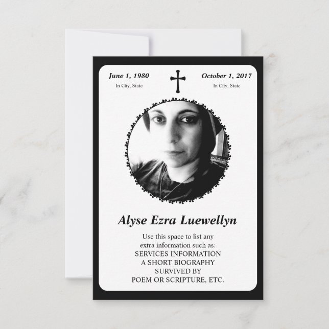 memorial card . elegant cross (Front)