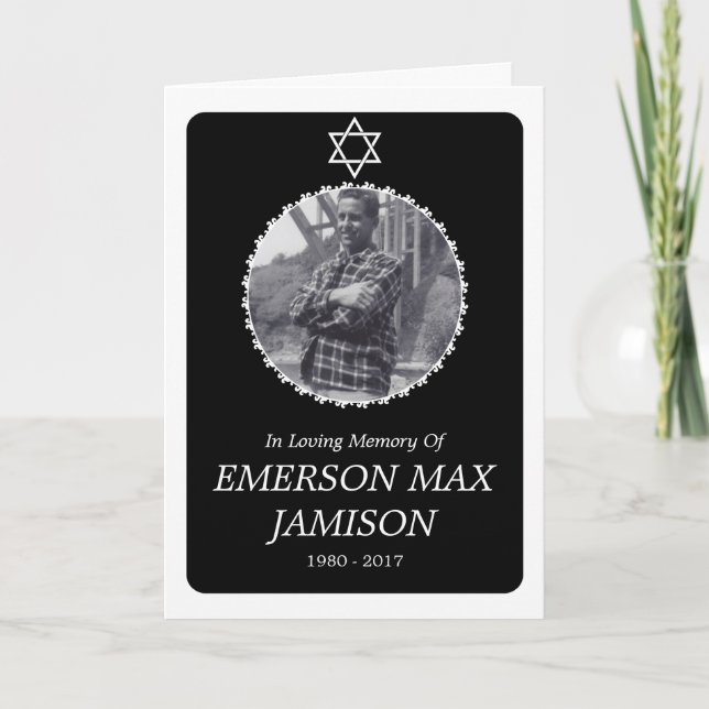 memorial card : elegant star of david (Front)