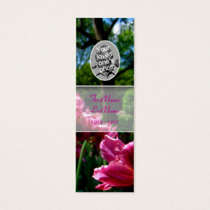 Memorial Card Floral Photo Pink tulip Bookmark