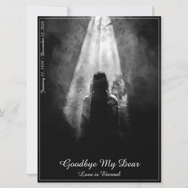 Memorial Card Into the light - goodbye my dear (Front)