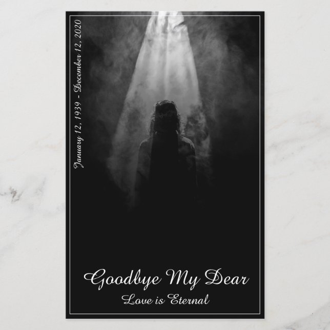 Memorial Card Into the light - goodbye my dear (Front)