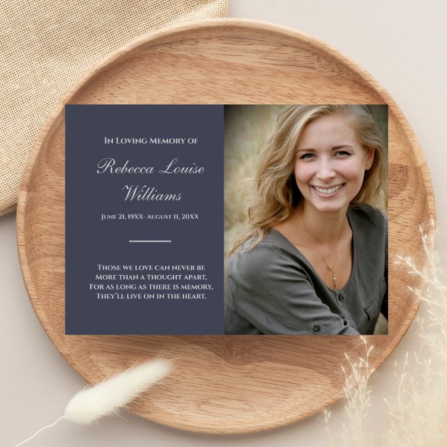 Memorial Card With Photo Funeral Blue Gray (Creator Uploaded)