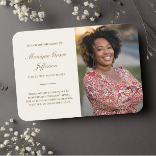 Memorial Card With Photo Funeral Ivory Gold