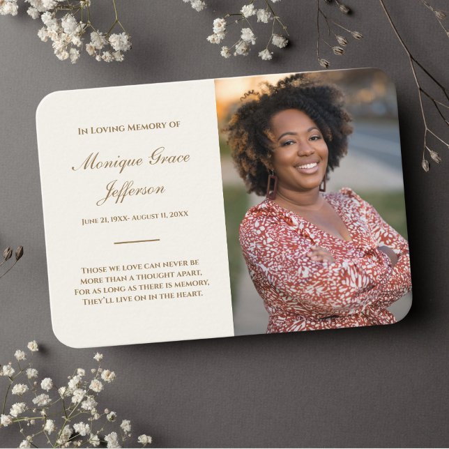 Memorial Card With Photo Funeral Ivory Gold (Photo Memorial Prayer Card)